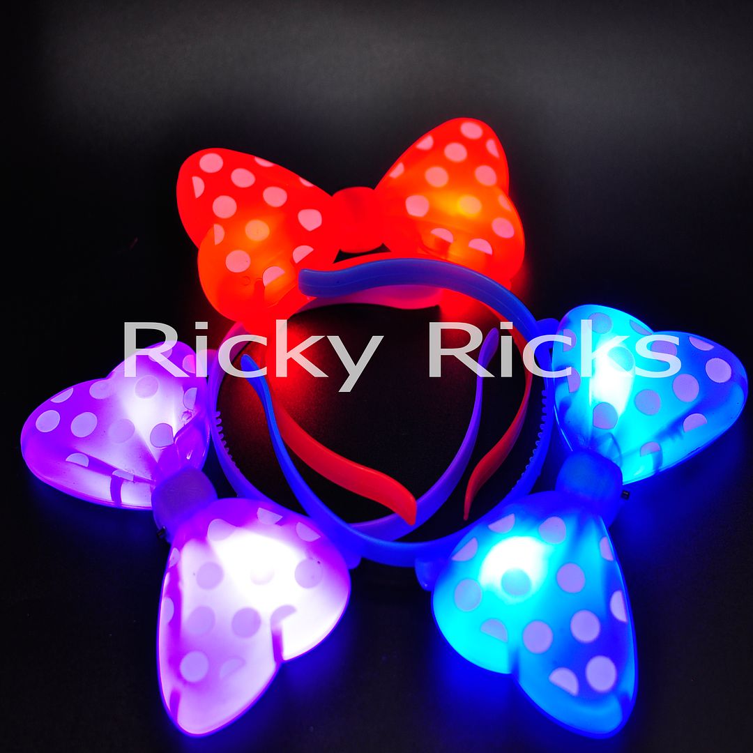 50 Pack Light-Up Minnie Mouse Headbands Polka Dot Blinking LED Flashing